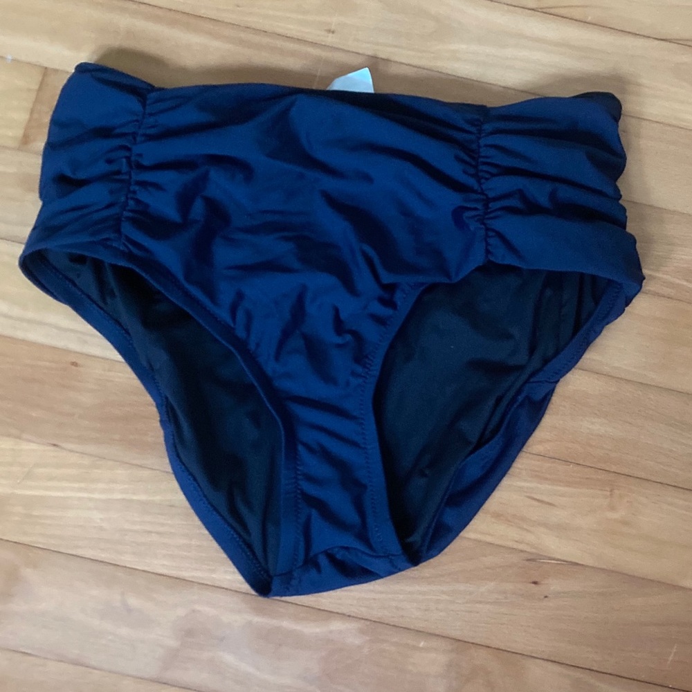 Navy high waisted swim bottoms